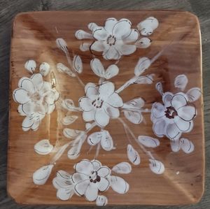 Handmade dish floral hand painted dish